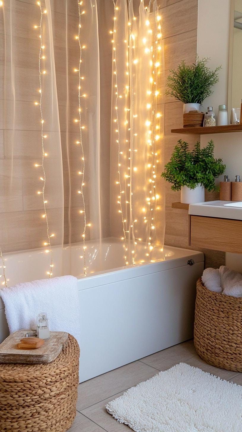 10. Fairy Lights Draped Over the Shower Curtain - photo 2