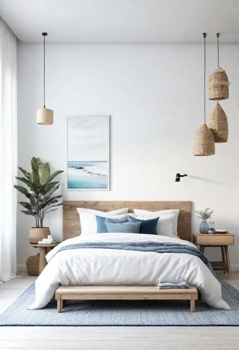 11. Coastal Bedroom With Blues and Driftwood - photo 3
