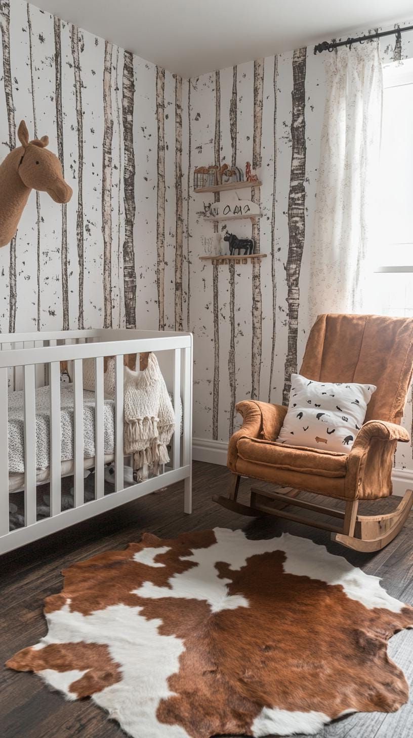 16. Rustic Nursery With Cowhide Rug and Horse Decor - photo 4
