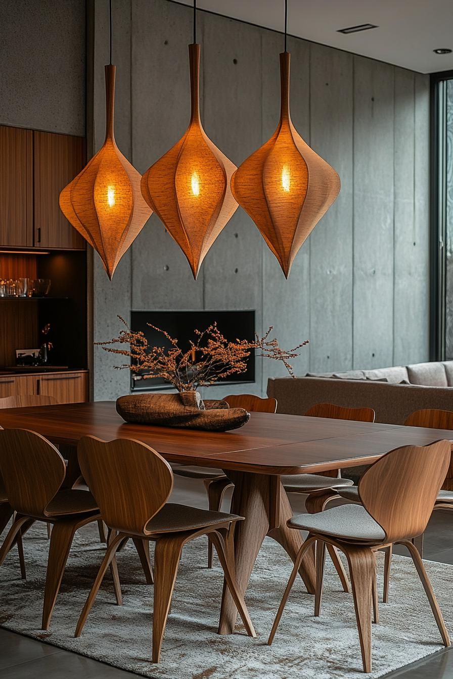 5. Sculptural Pendant Lights Above Dining - photo 2