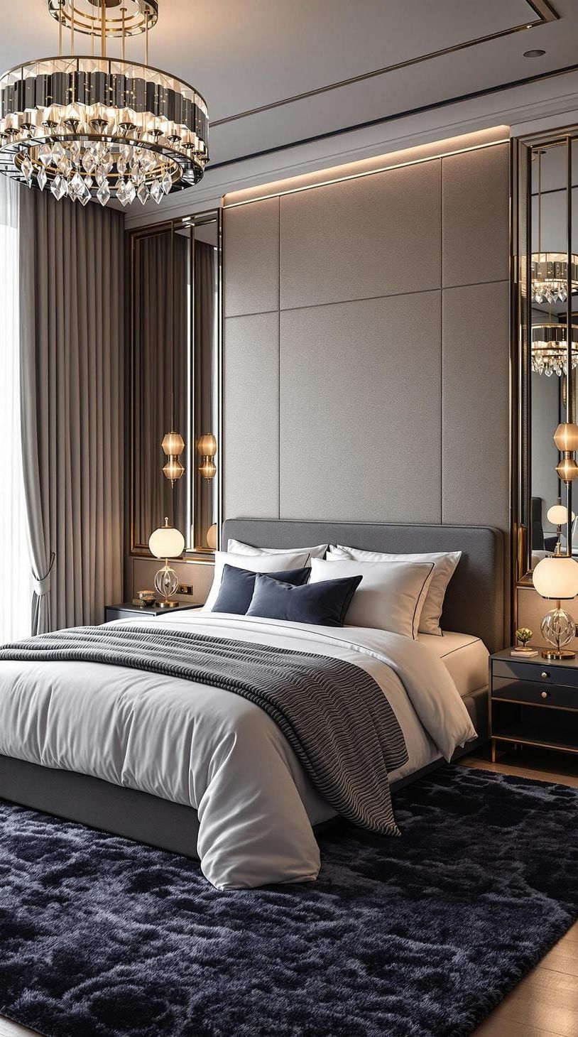 15. Glamorous Bedroom With Crystal Fixtures - photo 3