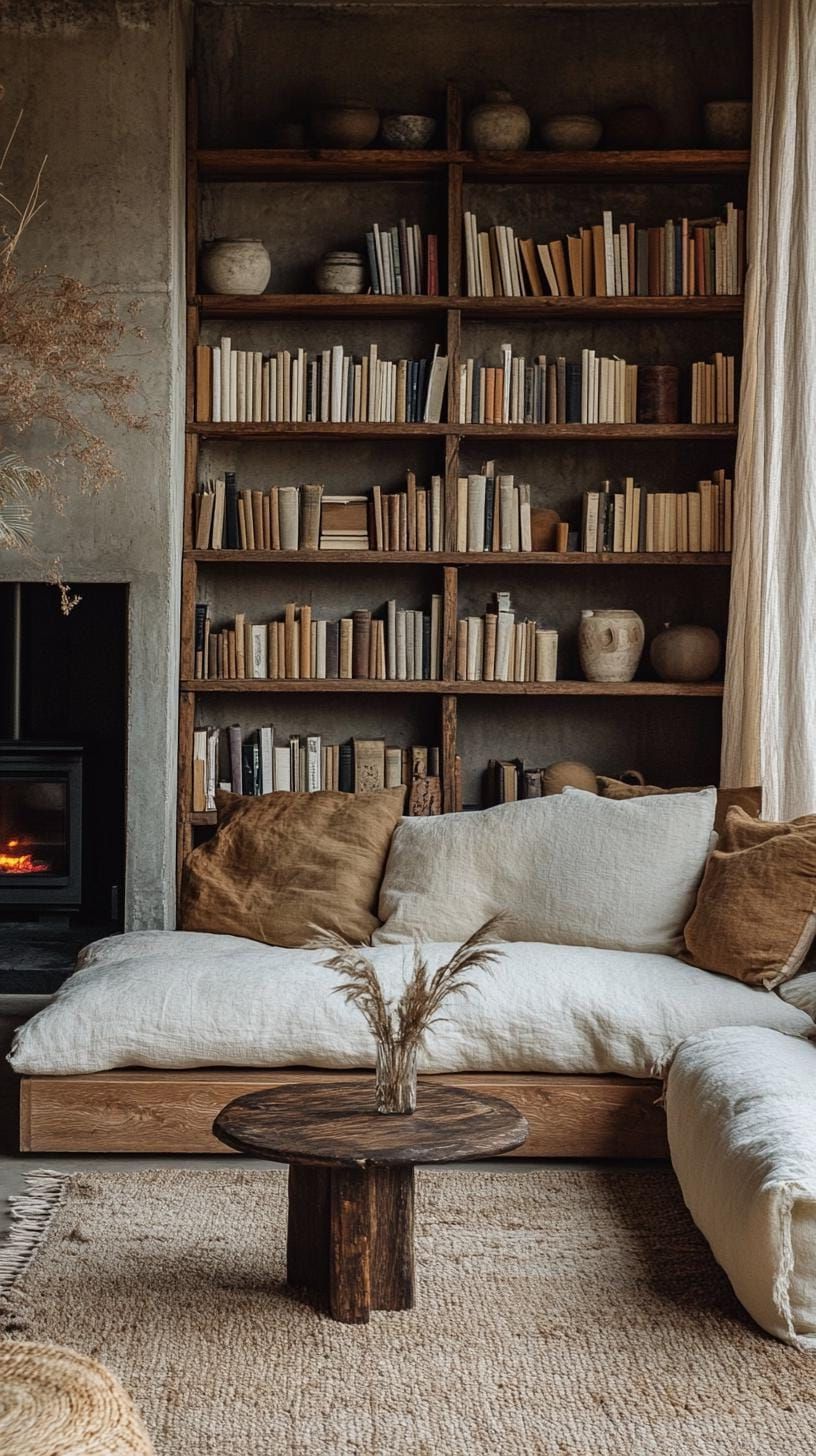21. Tiered Wood Bookshelves With Neutral Decor - photo 2