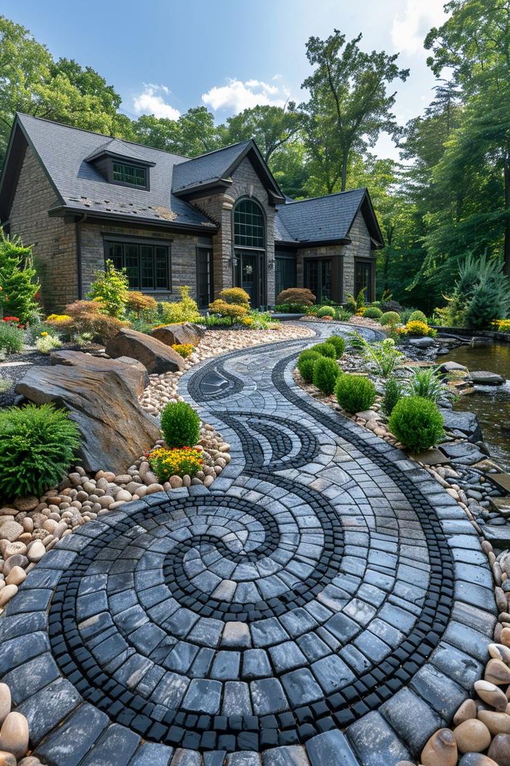 22. Optical Illusion Paver Patio Patterns