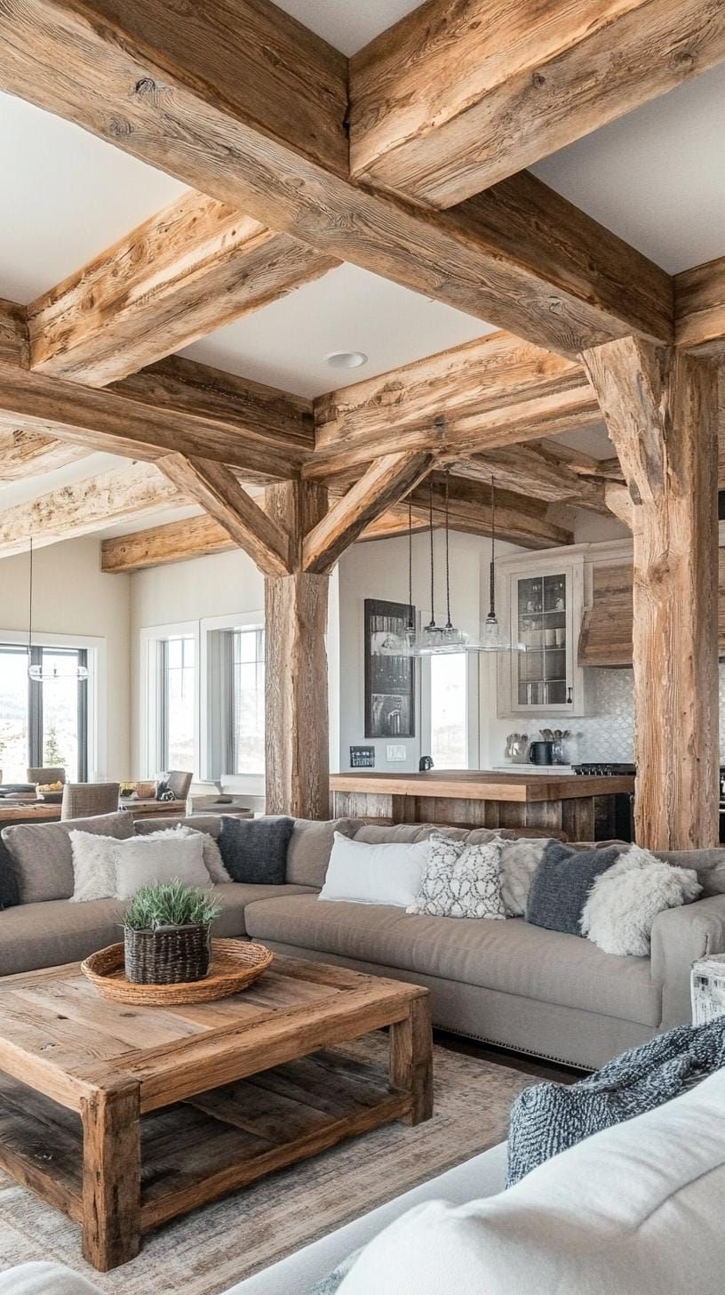 14. Wooden Beams With Minimalist Modern Furniture - photo 2
