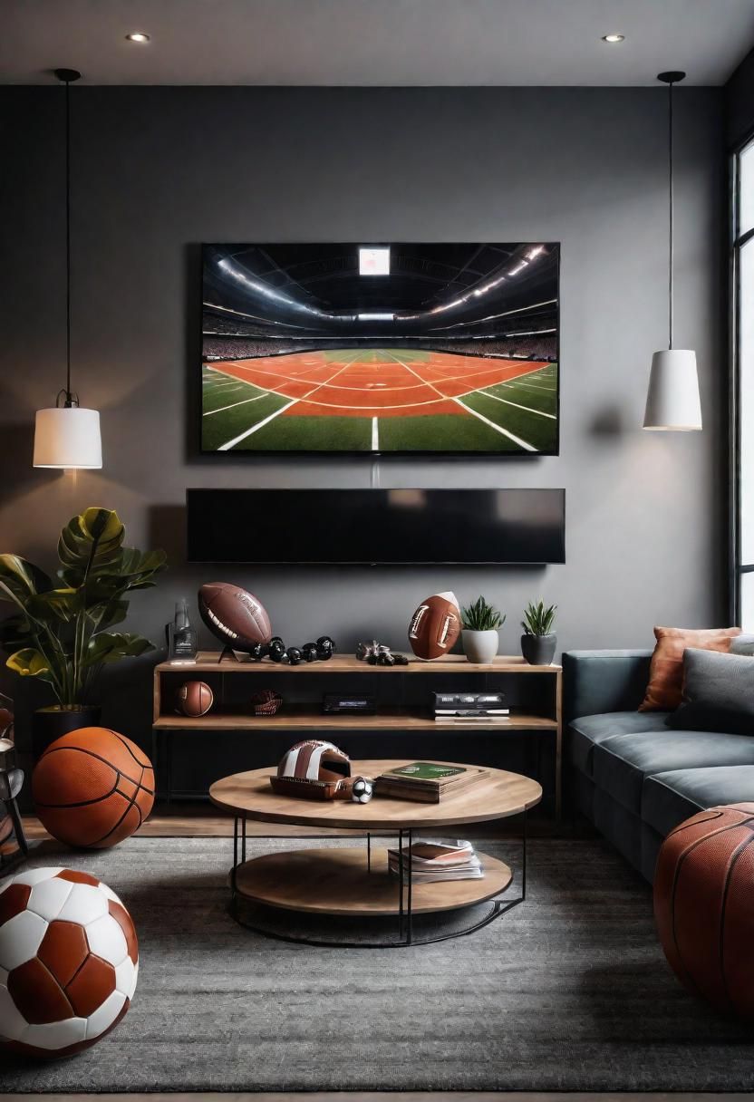 39. Sports Fan Cave Living Room Ideas
