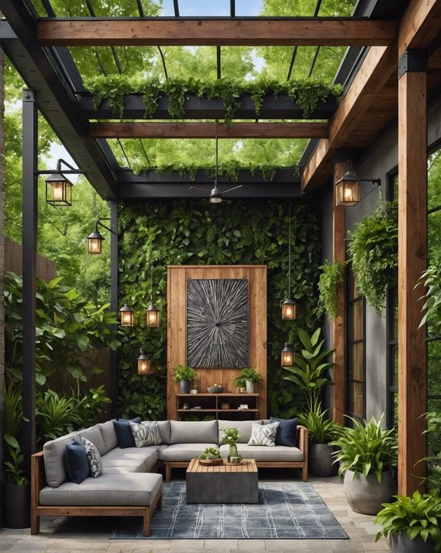 Industrial-Style Cabana with Exposed Ductwork Accents
