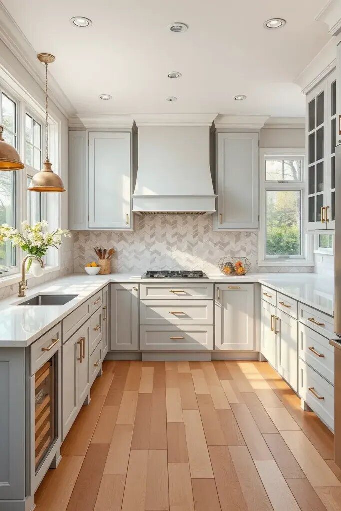 Light Gray Cabinets to Open Up a Kitchen