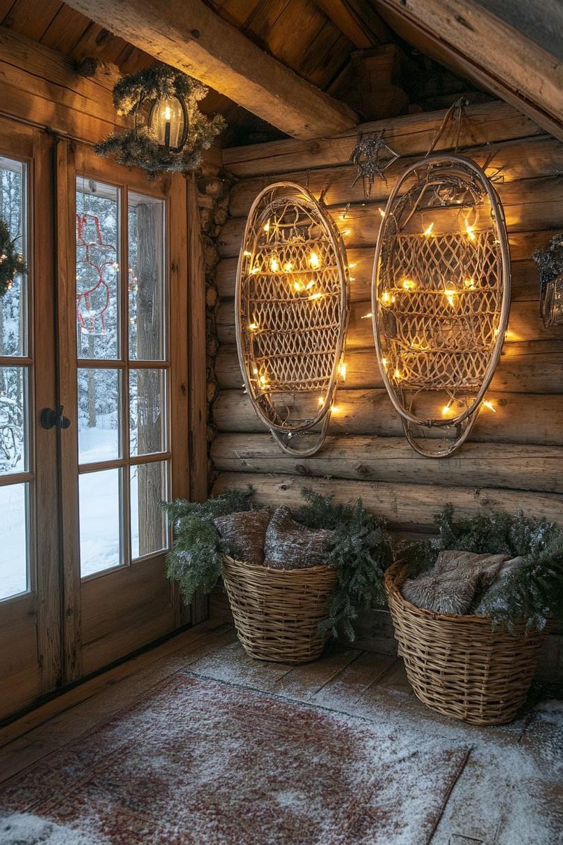 3. Vintage Snowshoe Wall Decorations