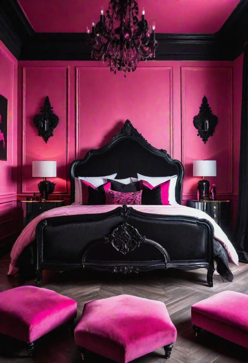 26. Gothic-Style Pink Bedroom