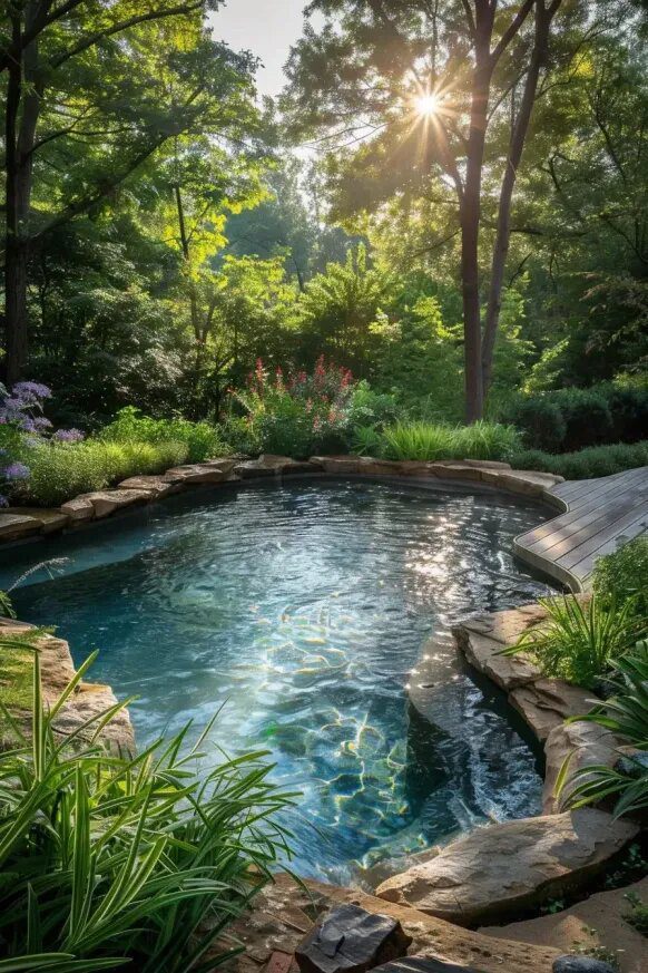 Natural Stone Plunge Pool In A Garden Retreat