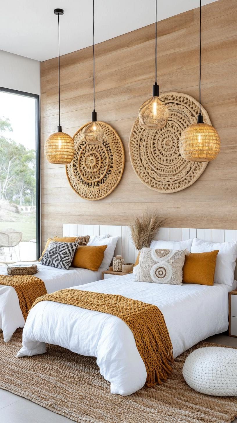 2. Hanging Woven Pendant Lights Over Beds - photo 3