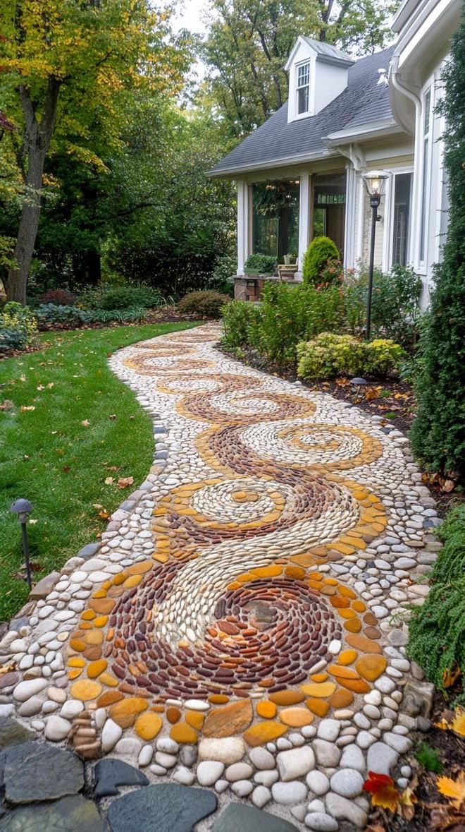 17. Swirling Pebble Mosaic as a Focal Point - photo 2