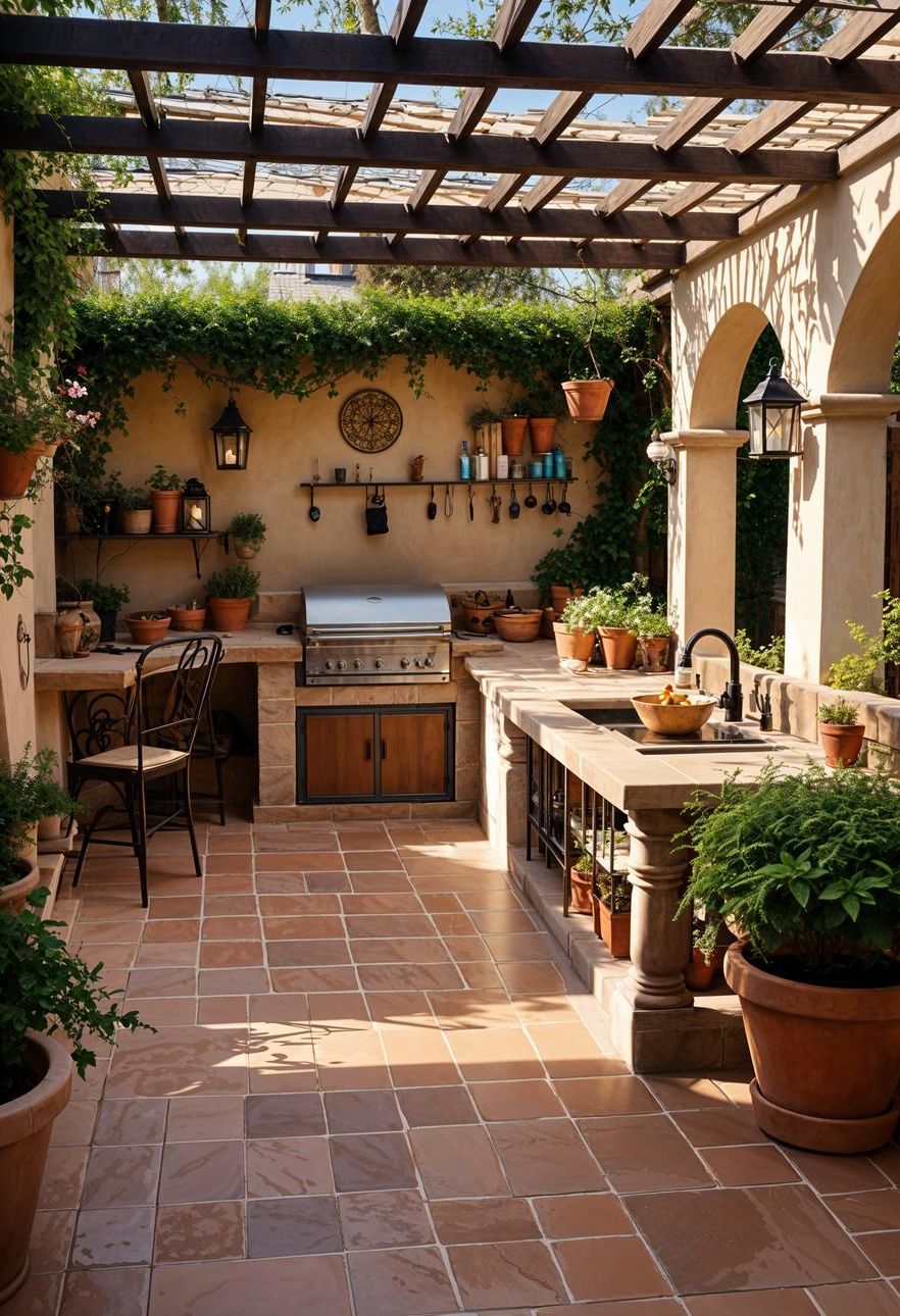 3. Mediterranean Patio Kitchen Design