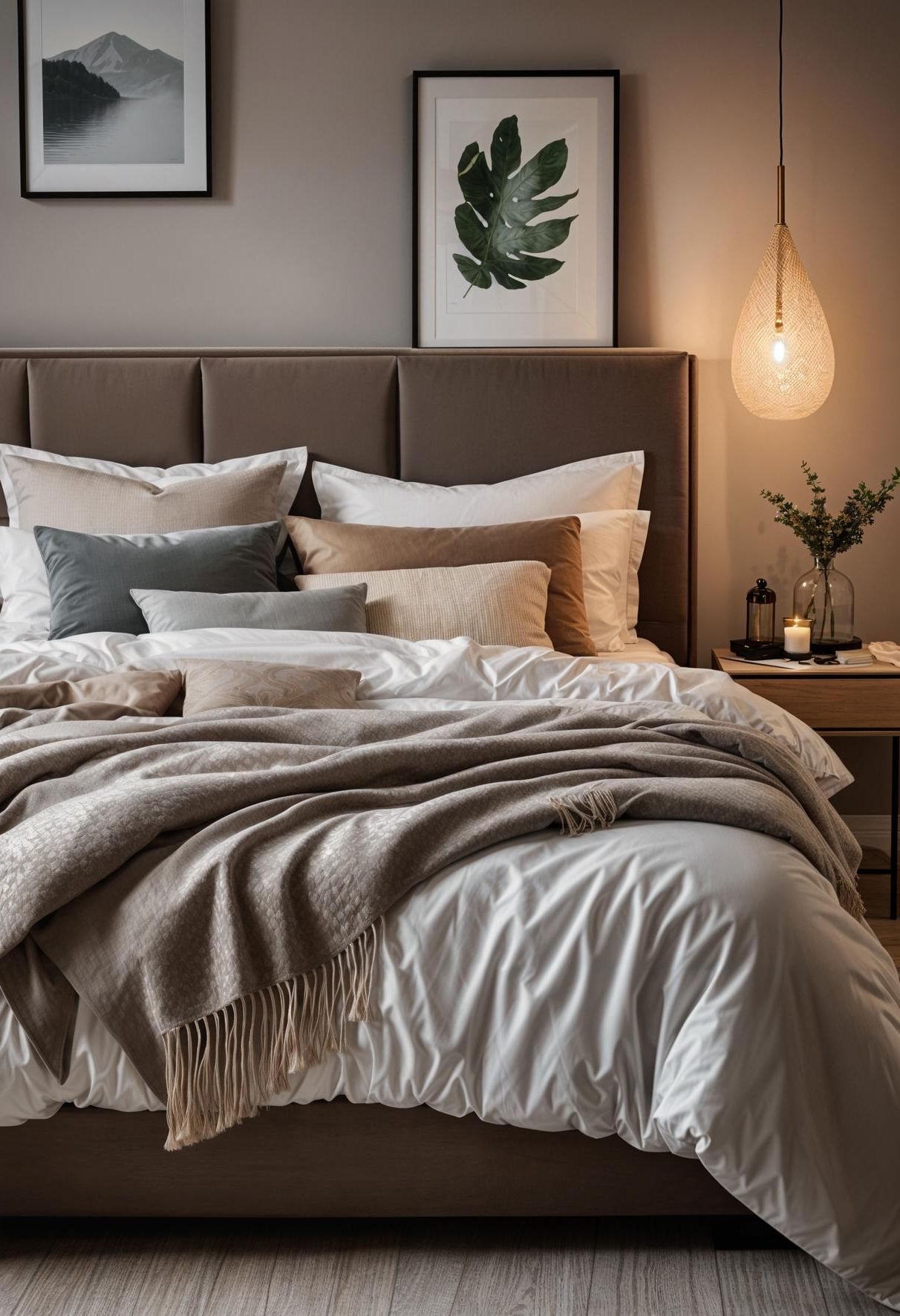 19. Cozy Neutral Palette Bed Decor