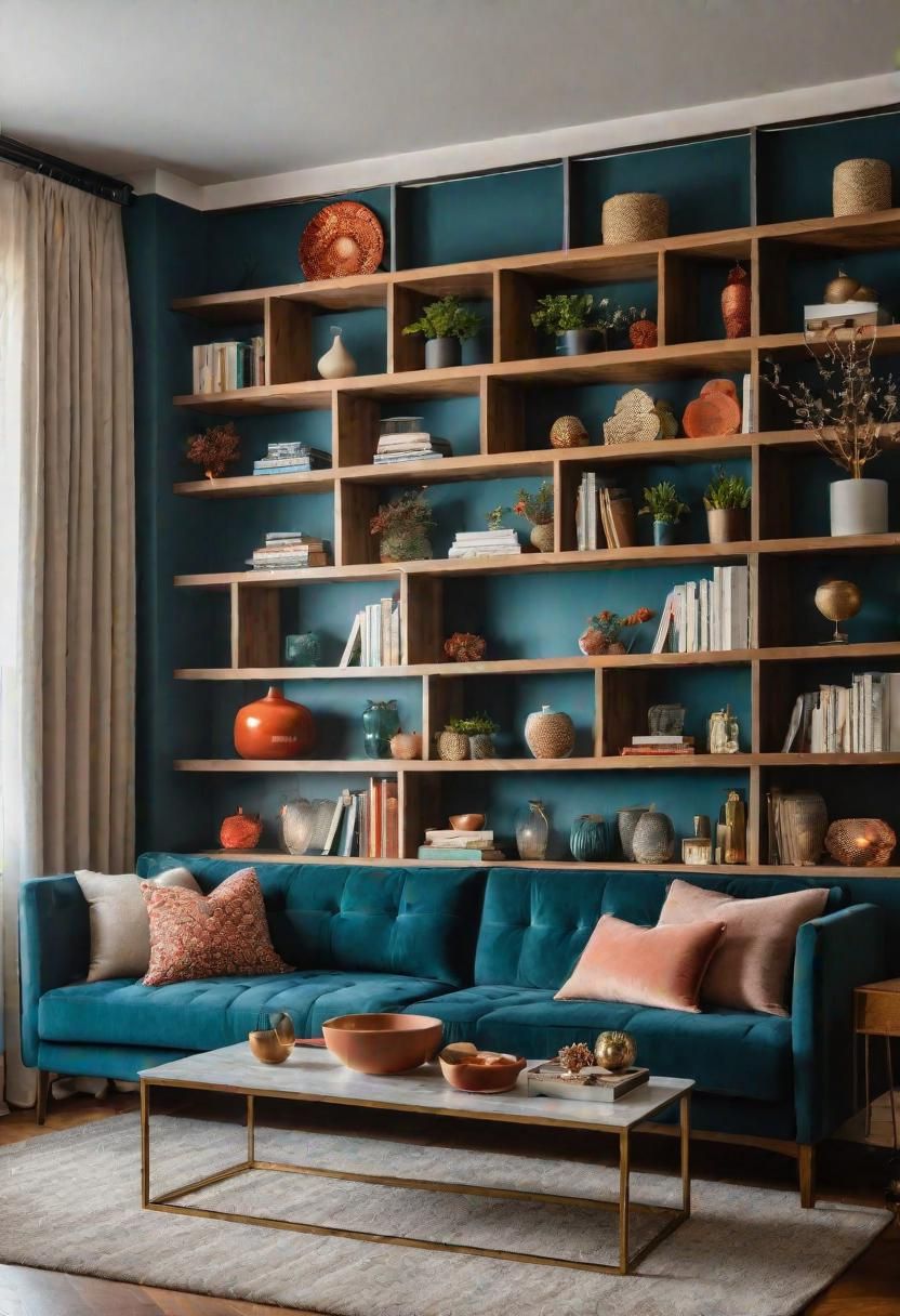 21. Shelving Units with Seasonal Fabric Backdrops - photo 2