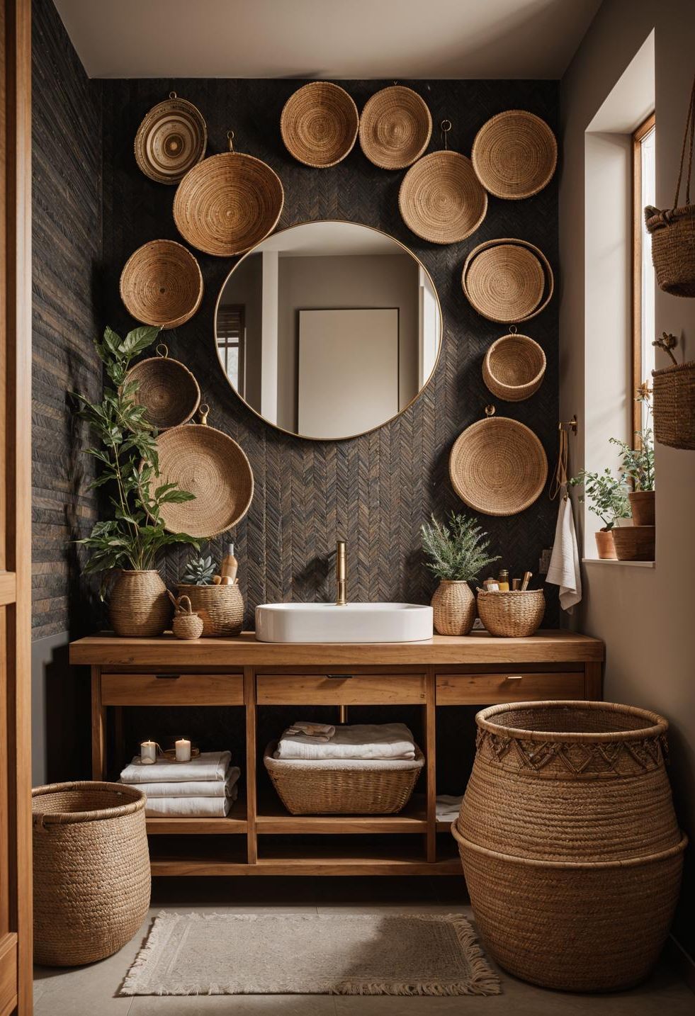 10. Basket Wall Art for Boho Bathrooms - photo 2