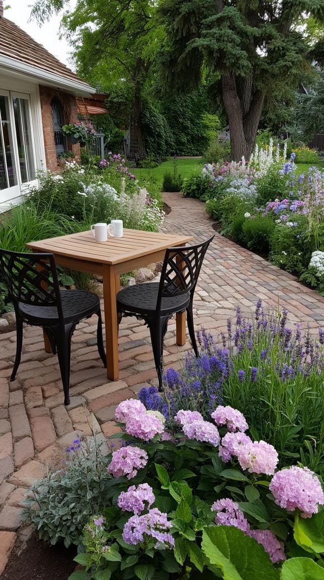 7. English Flowers Filling a Patio Oasis