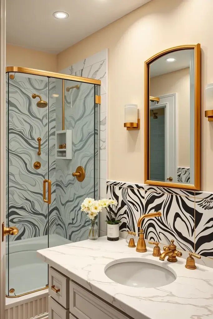 Gold Fixtures Paired With Animal Print - photo 2
