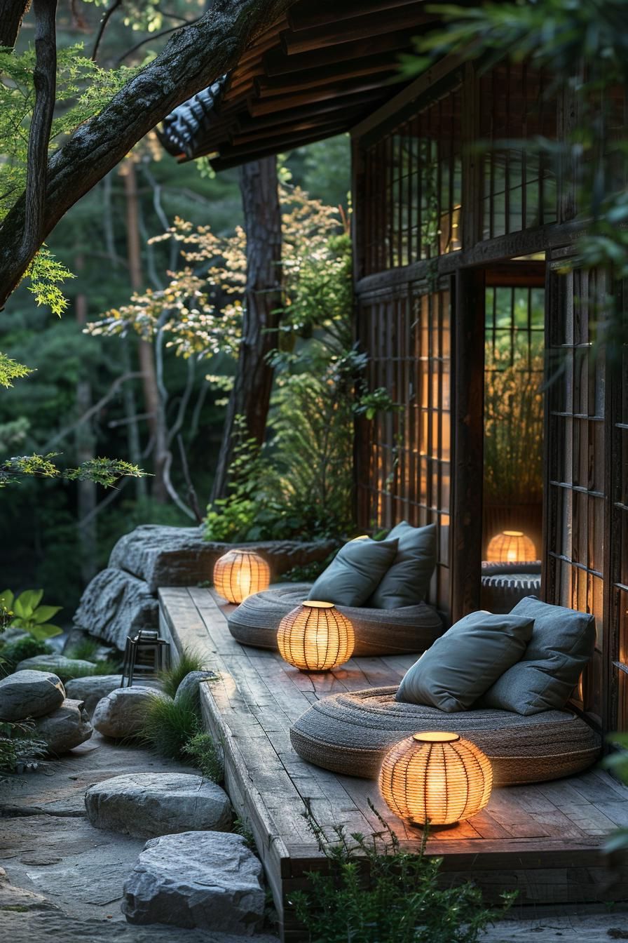 15. Calm Evening Flagstone Patio Design