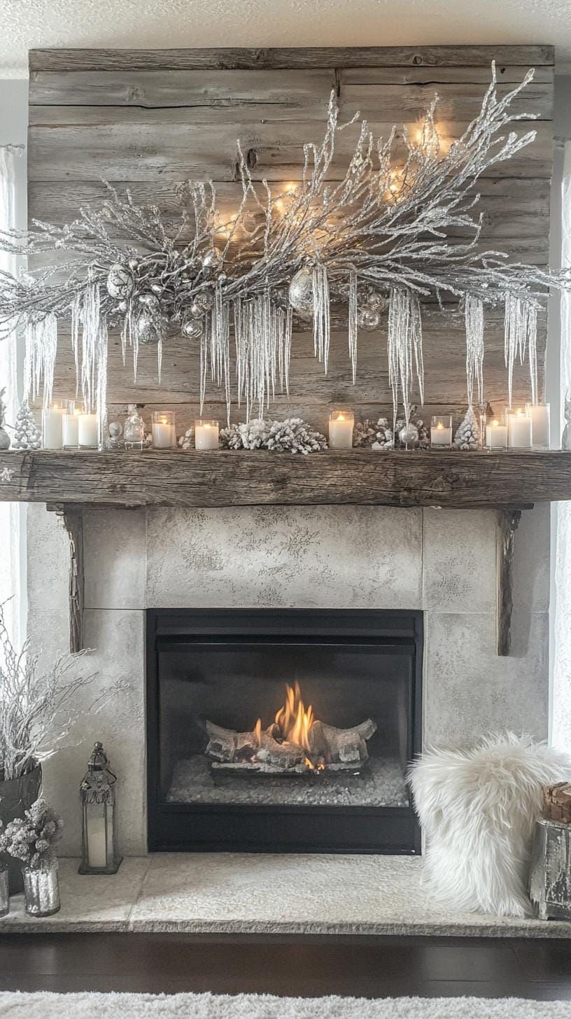 5. Sparkling Winter Mantle Decor Ideas - photo 2