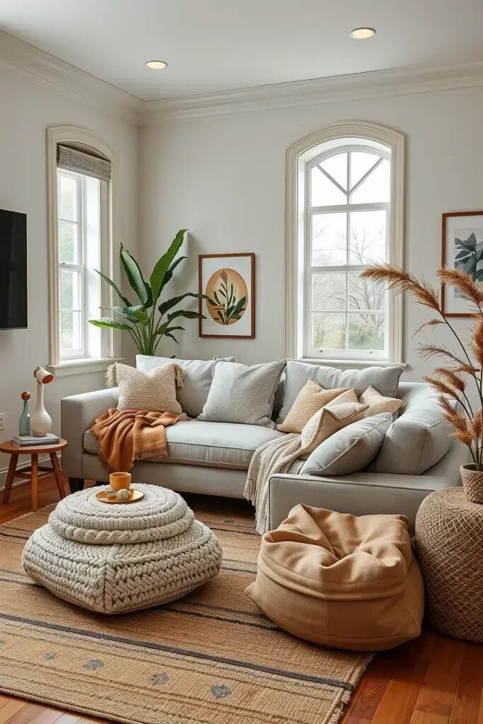 Soft Fabrics and Cushions for Added Coziness