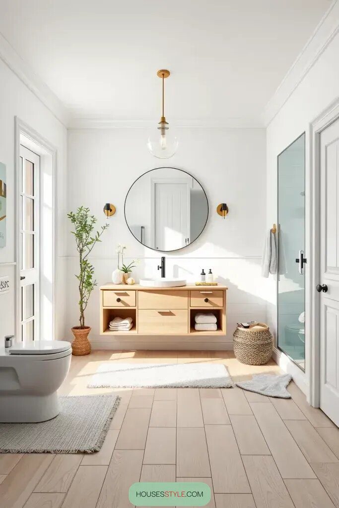 Cozy Scandinavian Bathrooms With Light Wood Tile - photo 2