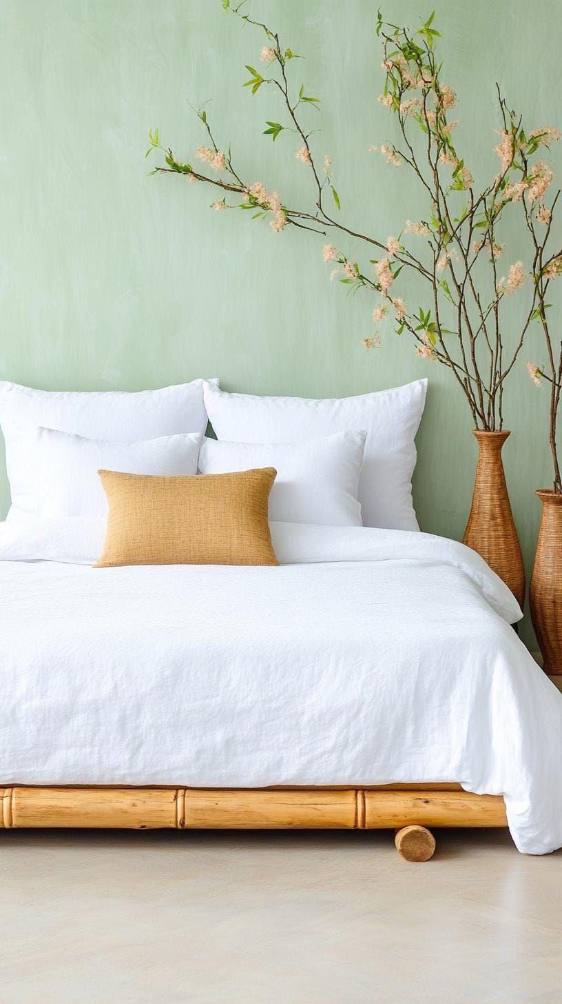 3. Zen-Inspired Retreat with Sage Green Walls and Bamboo Decor - photo 3