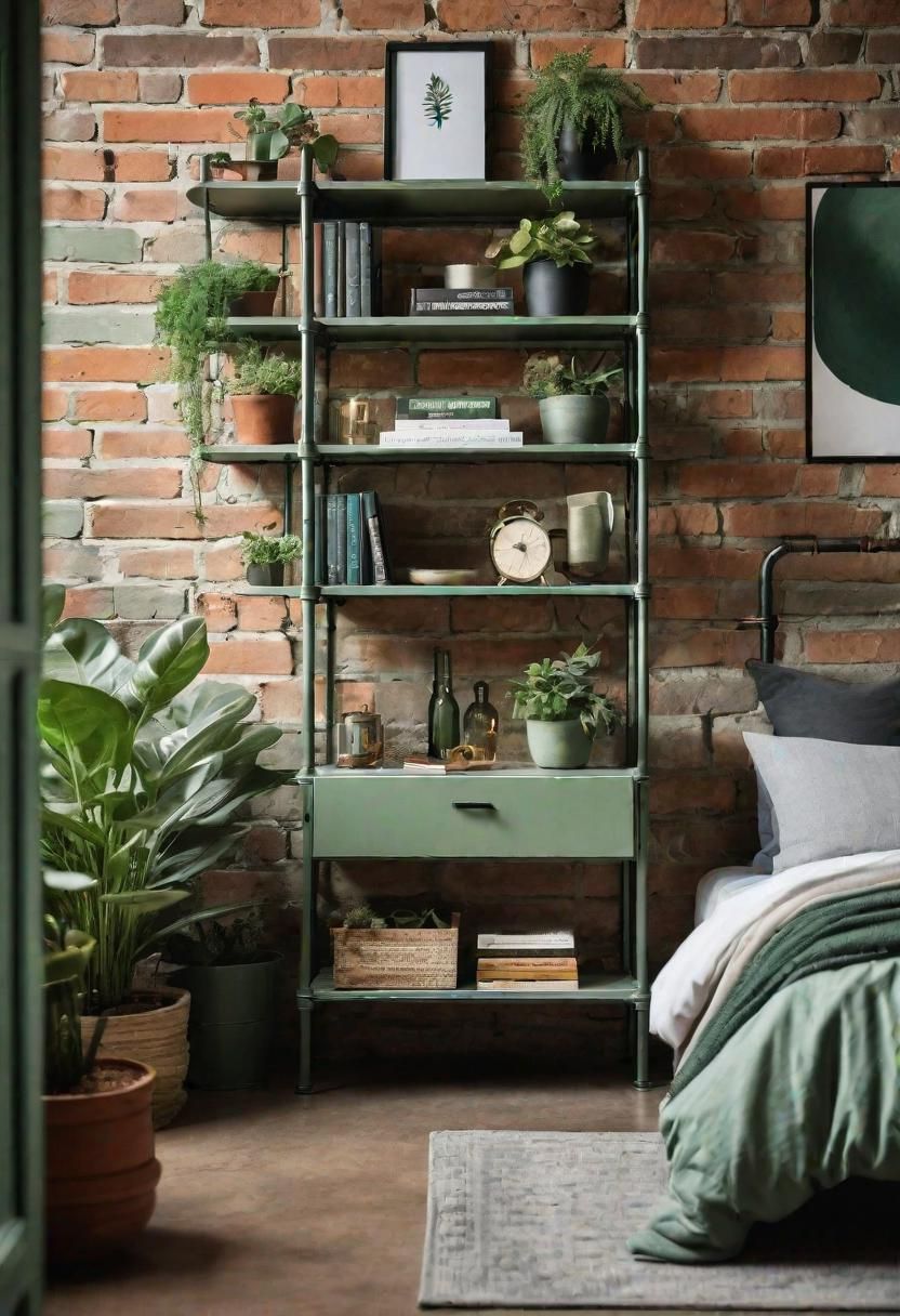 9. Sage Green Pipe Shelving
