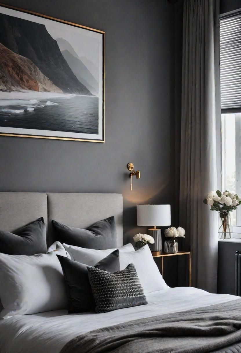 35. Transitional-Style Grey Bedroom Ideas