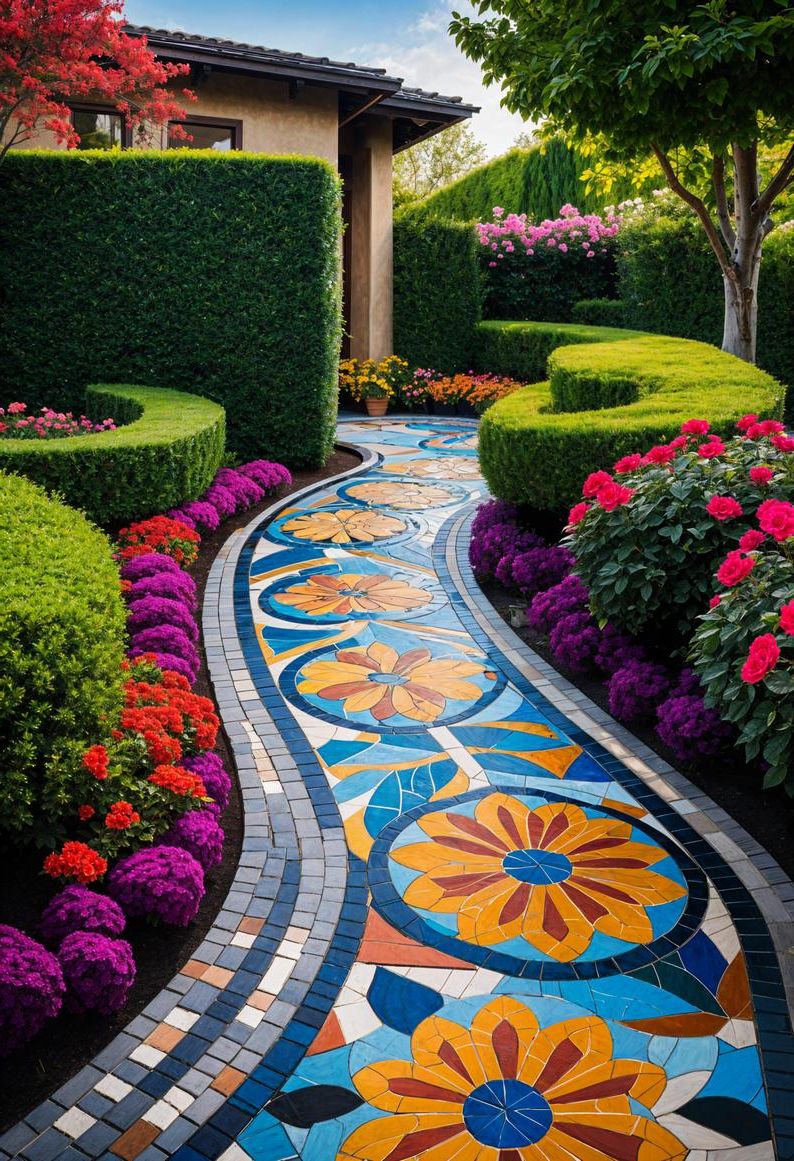 3. Bold Mosaic Paver Patio Ideas - photo 2