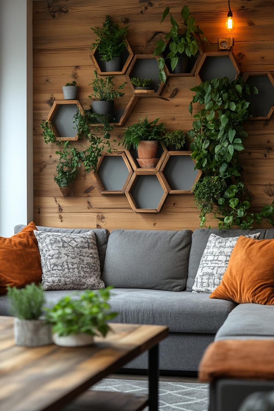 3. Unique Wall Decor with Hexagonal Shelves - photo 3