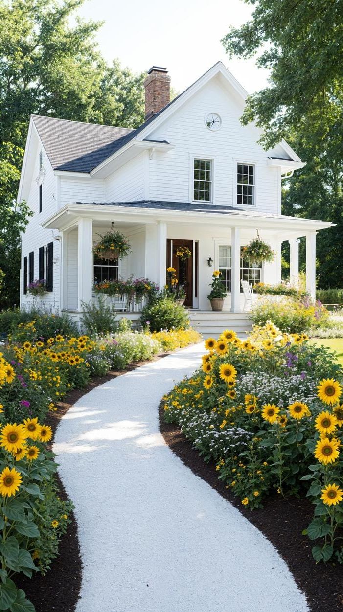 17. Curved Sunflower-Lined Garden Path - photo 2