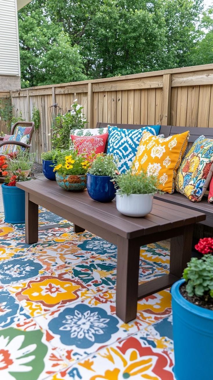 28. Budget Patio Makeover Using Painted Pavers - photo 3