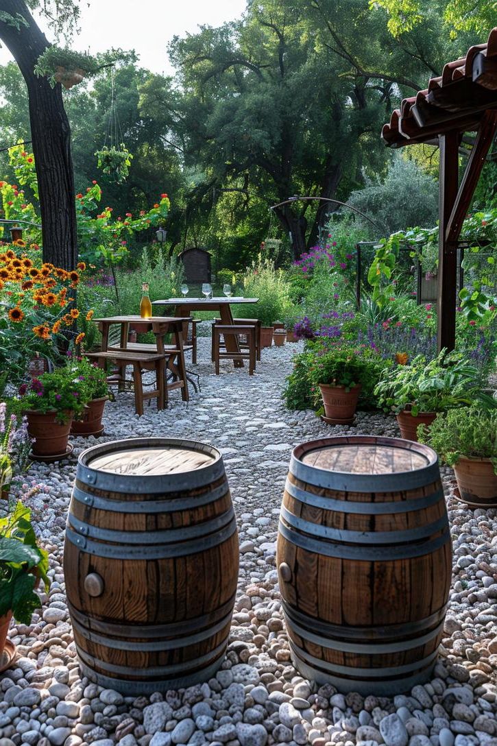 6. Wine Barrel Gravel Patio Style - photo 2