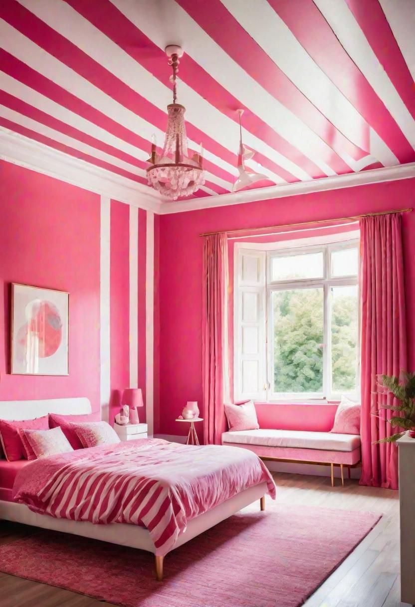 15. Striped Raspberry Pink Ceiling