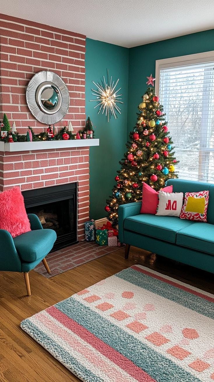 5. Turquoise and pink aluminum tree living room - photo 3