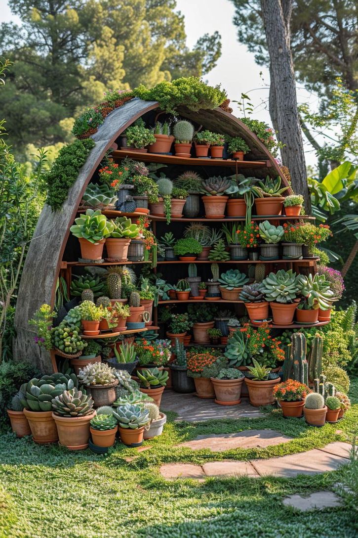 21. Terra Cotta Domes Filled with Succulents
