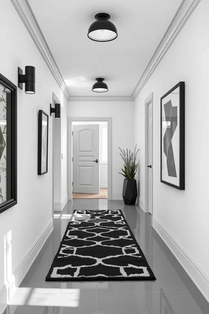 Modern Vibes Through Monochrome Hallway Palettes