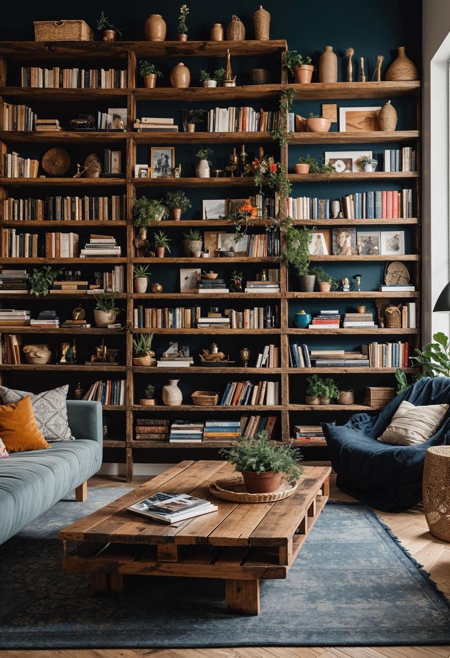 31. Global-Inspired Bookshelf Styling