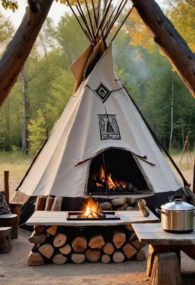 37. Teepee-Style Outdoor Kitchen with Art