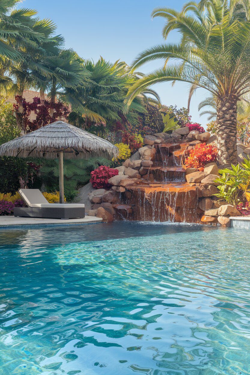 1. Lush backyard pool oasis