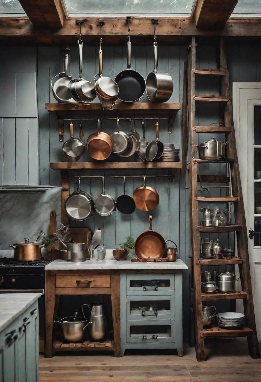 27. Antique Ladders as Pot Racks - photo 2