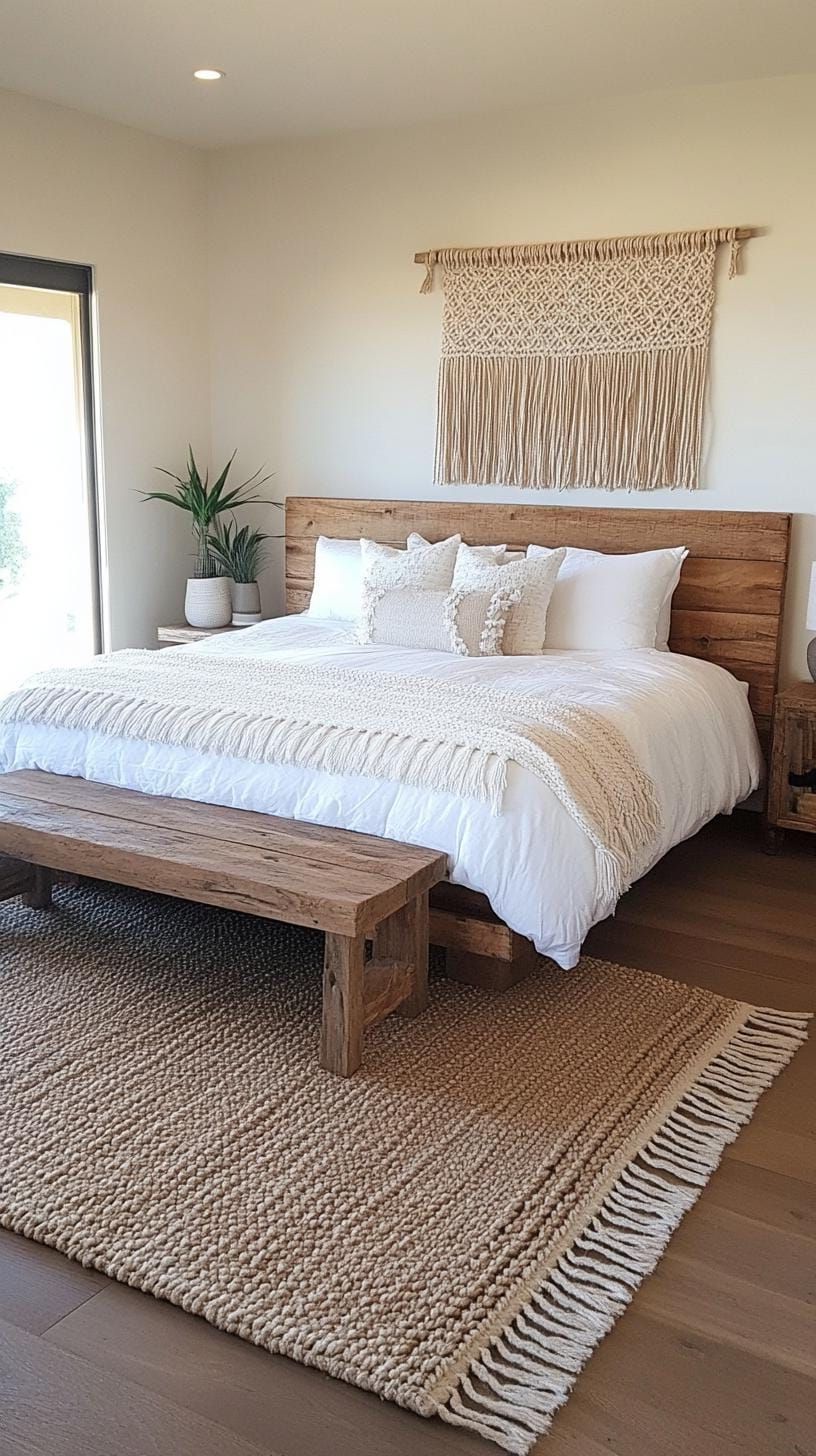 9. Macrame wall art with rustic wood decor - photo 2