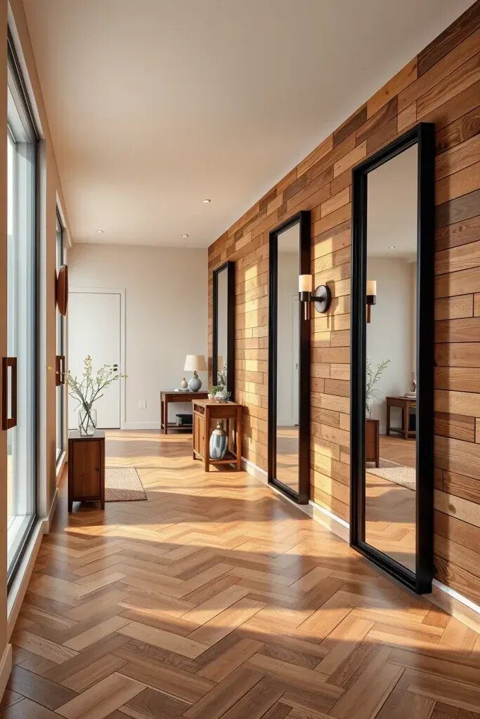 Cozy Rustic Spaces with Black-Framed Mirrors