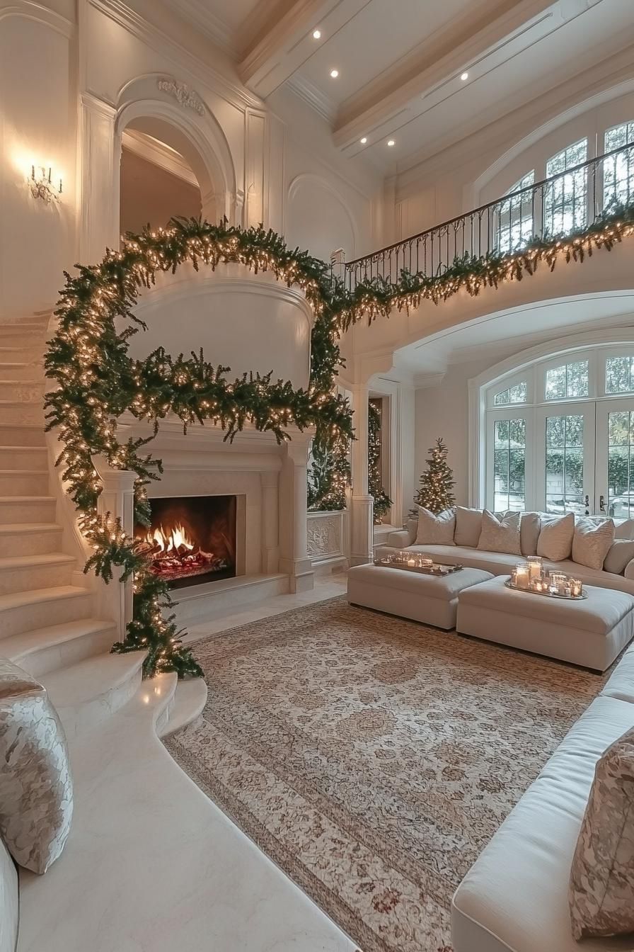 5. Garland-Wrapped Staircase Decor Ideas