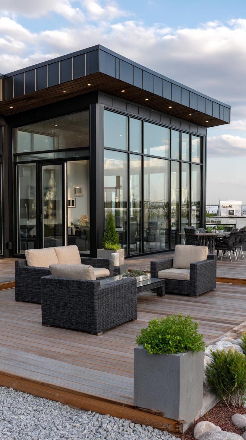 9. A Fully Enclosed Patio With Bold Black Accents - photo 2