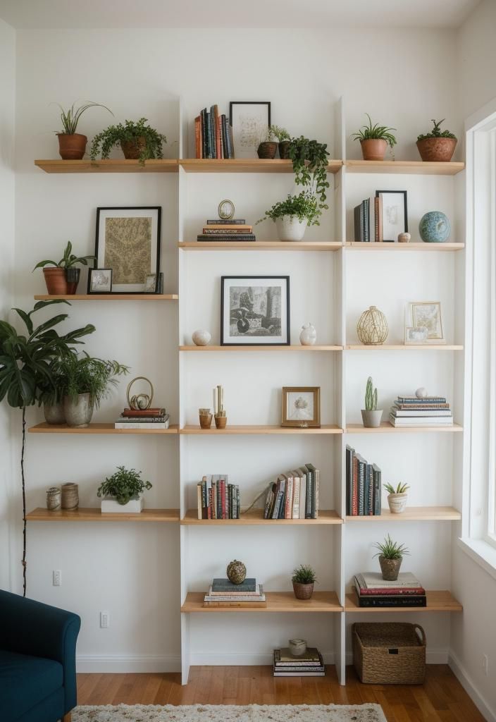 4. Artistic Floating Wall Shelves