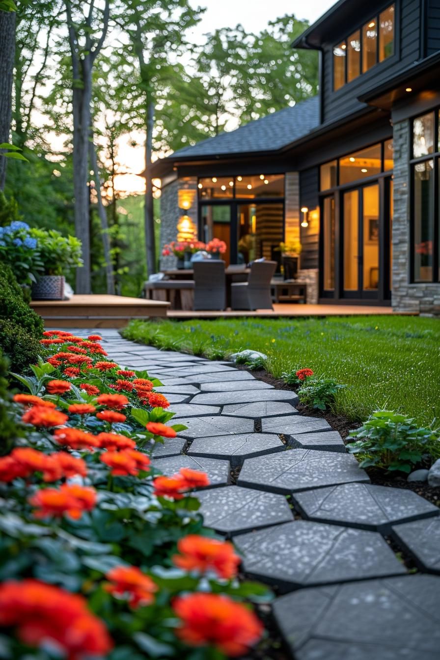 1. Hexagonal Paver Patio Layouts