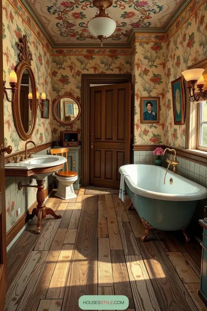 Retro Bathrooms With Weathered Wood Tile