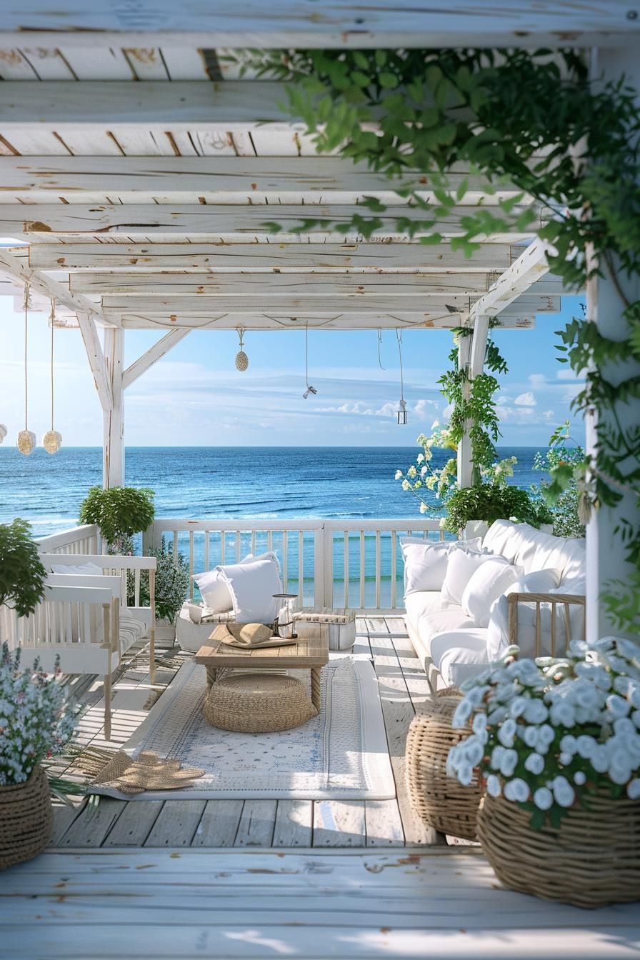 7. Coastal Pergola Patio Ideas